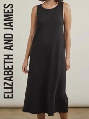 Elizabeth and James Black Cotton Midi Dress size Medium